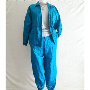 Vintage Turquoise Windbreaker Tracksuit
